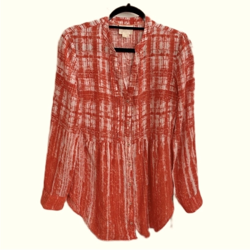 Anthropologie Maeve Red and White Blouse